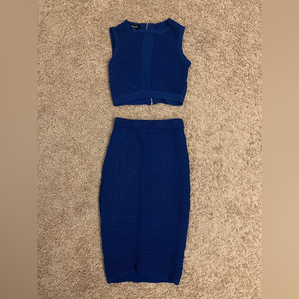 Blue Women's Skirt 2-Piece Set